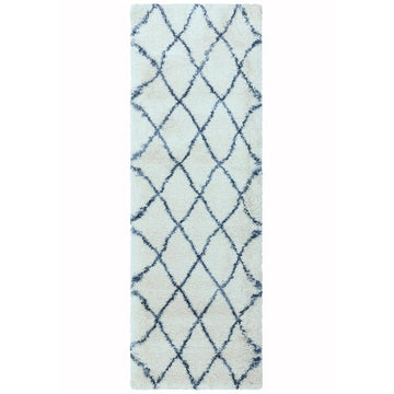 Alto AL03 Modern Moroccan Berber Soft Plush Boho Shaggy Cream/Blue Runner-Asiatic Carpets-Rug Love - The Most Loved Rug Store